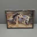 Framed Horse Wall Art Picture: Two Horses Art Running Horse Painting Horse Artwork Painted Wood for Bedroom(12x16) (16L" x 12W")