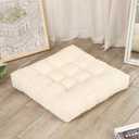 22 inches Floor Cushions for Adults, Square Large Meditation Pillow, Thick Corduroy Floor Pillows for Sitting, Yoga, Living Room, Sofa, Tatami, Beige