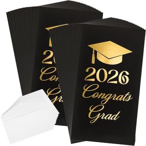 Gueevin 50 Pcs 2026 Graduation Money or Gift Card Holders,Class of 2026 4.5 x 8 Inch Folded Gift Card Holders with Envelopes Gold Foil Graduation Cards, 290gsm Cardstock