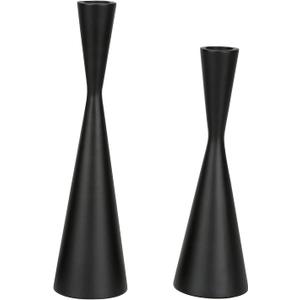 Vixdonos Metal Candle Holders Taper Candlestick Holders Set of 2 Table Decorative Candle Stand for Wedding, Dinning, Party,Home Decor (Matte Black)