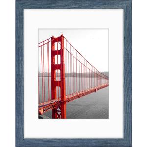 Frametory, 11x14 Frames Display 8x10 Picture with Mat or 11x14 Photo Without Mat, Shatter-Resistant Glass, Pre-Installed Wall Mounting Hardware - Blue