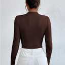 SweatyRocks Women's Bodysuit Mock Neck Casual Ruched Long Sleeve Jumpsuit Size L