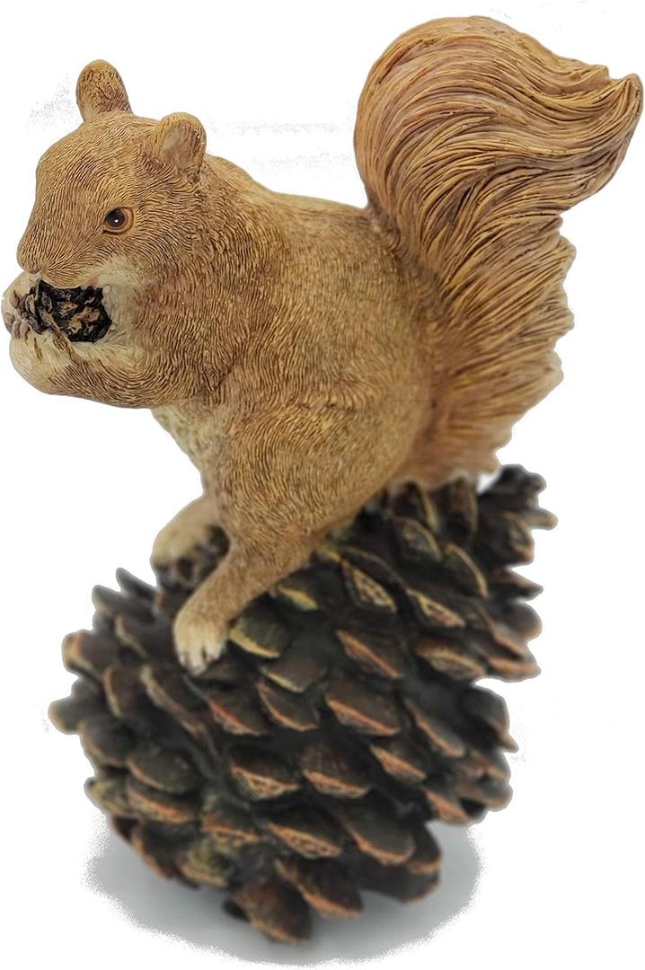 C&F Garden Decor Outdoor Polyresin Squirrel On Pinecone Statue G119 6"H
