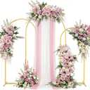 Gold Metal Arch Backdrop Stand Set for Weddings, 3 Sizes (4FT, 3.3FT, 2.6FT), Flower Display Frame for Events and Parties, 4 feet x 7.2 feet