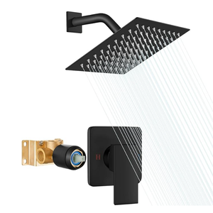 Black Tub Shower Faucet Set Complete with 8Inch Rainfall Shower Head and Tub Spout Included Shower Valve Tub Shower Trim Kit Matte Black