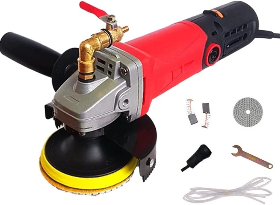 Wet Polisher with 4'' Diamond Polishing Pad Tools Kit, Variable Speeds, 860W/110V Wet Buffer, Low-noise Buffing Machine for Concrete / Stone Countertop, Floor Surface, Marble, Ceramic Tile