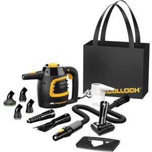 McCulloch MC1230 Handheld Steam Cleaner, 10 Minute Runtime, 11 Accessories: Jet Nozzle, Brushes, & More - Built for Home, Tile, Grout, Carpet, Furniture, & Personal Car Detailing