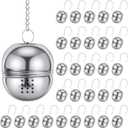 Sumind 25 Pcs Oval Tea Strainer Stainless Steel Ball Infuser Loose Leaf Steeper Interval Diffuser Mesh Tea Filters with Extended Chain Hook for Seasonings Cup Bottle(Silver)
