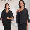 Shawls and Wraps for Evening Dresses Chiffon Soft Shawl for Wedding Guest Party Cover Up (Black)
