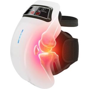 BIBIRE Cordless Knee Massager with 9 Level Heat, Vibration, Massage, Knee Pain Relief for Swelling Stiff Joints, Stretched Ligament and Muscles Injuries, Adjustable Straps, Suit for Family