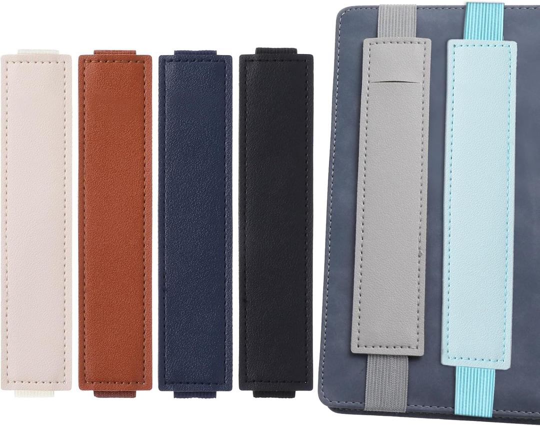 6Pcs Adjustable Pen Holder for Notebook, Elastic Band Pen Holder for Notebook PU Leather Pen Sleeve Pouch Detachable Journal Pencil Holder for Notebook Planners Binders and Books (6 Colors)