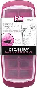 Joie Standard Ice Cube Tray, Covered and Stackable, No-Spill Removable Lid, Pop Open Door for Easy Refills, Keeps Ice Fresh, Freezer Durable, Dishwasher Safe