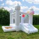 POYOUNGHU White Bounce House, House with Blower, Inflatable Bouncer, Children's Toy, Sewn Extra Thick Material for Durability