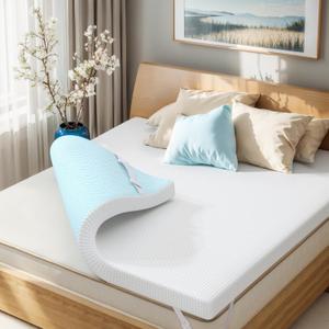 Subrtex 3 Inch Gel-Infused Memory Foam Mattress Topper High Density Cooling Bed Topper Pad Removable Fitted Cover CertiPUR-US Certified (King)