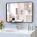 BEAUTME Black Bathroom Mirror for Wall, 20 x 28 Inch Metal Framed Rectangle Mirror, Wall Mounted Vanity Mirror for Bedroom, Living Room, Bathroom, Hangs Horizontal Or Vertical