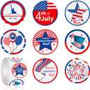 4 x 500 PCS Patriotic Stickers – 1.5" Diameter 8 Colors, 4th of July, Independence Day, Memorial Day, Decorations | Waterproof Self-Adhesive American Flag Stickers for Envelopes, Cards, & Party Decor​