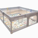 Lehom Baby Playpen with Mat, Grey