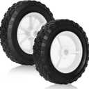6 inch Heavy-Duty Rubber Wheels 2-Pack w/1/2 Bore, 1-1/2 Wide, 100LB Capacity - Fits Oregon 72-106, Craftsman, MTD, Radio Flyer, BBQ CartsWhite