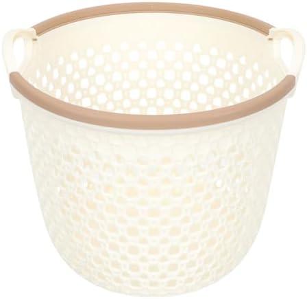 TOPPERFUN Laundry Basket Flexible Storage Small Round Hollow-out Basket Waterproof Plastic Perfect for Dirty Clothes Holder