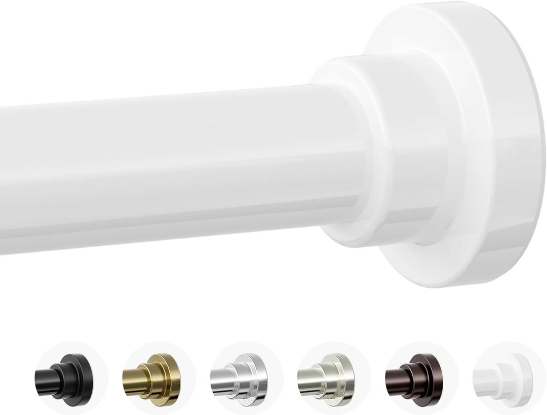 Shower Curtain Rod, 1" Diameter Heavy Duty Tension Shower Rod, Non Slip Adjustable 28-102 inch No Drilling Shower Curtain Rods Spring Tension For Bathroom, Shower Stall, No Rust, White (28-102 Inches)