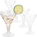 Liacere 24 Pack Clear Plastic Martini Glasses - 6.25oz Disposable Cocktail Glasses - Plastic Margarita Glasses Perfect for Wedding & Party