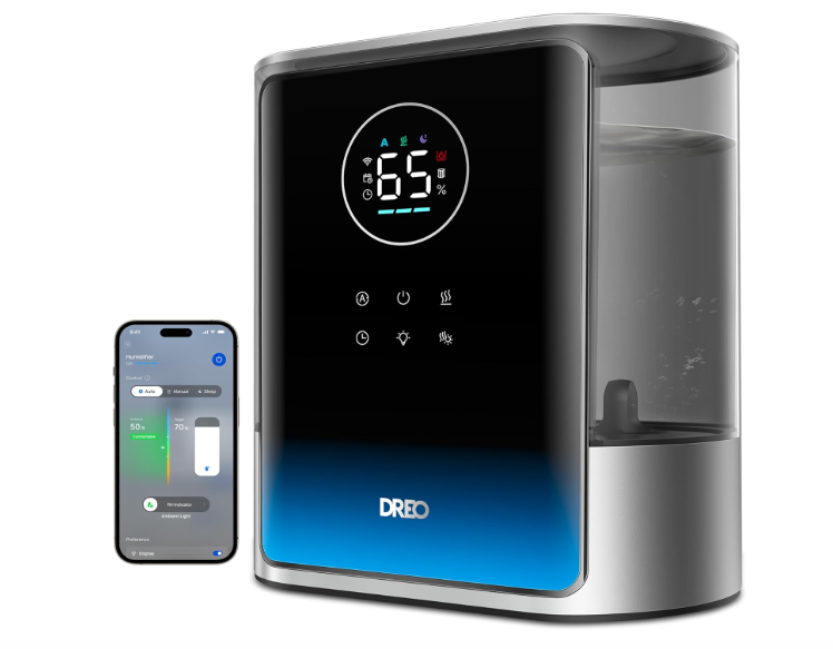 DREO 8L Smart Humidifier Large Room 600ft², HM717S, 80H Runtime Supersized Warm and Cool Mist Humidifiers for Bedroom Baby, 28dB Quiet Air Humidifier for Plants Indoor, Home, Whole House, Silver