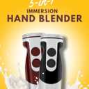 MegaWise Pro Titanium Reinforced 5-in-1 Immersion Hand Blender, Powerful 400W with 80% Sharper Blades, 12-Speed Corded Blender, Including 500ml Chopper, 600ml Beaker, Whisk and Milk Frother (Black)