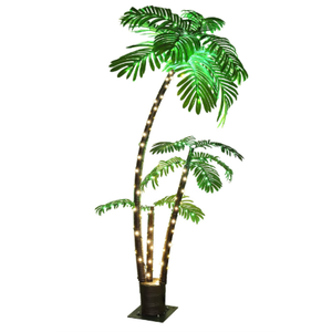 OUSHENG Lighted Palm Tree Bar Outdoor Christmas Decorations Decor, Light Up LED Artificial Fake Faux Trees Lights for Outside Patio Yard Pool Porch Deck Party Tropical, 6FT
