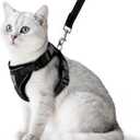 PUPTECK Cat Harness and Leash Set Escape Proof Reflective Cat Walking Harness Adjustable Soft Breathable Mesh Vest for Small Pets, Black, S (S (NECK 9.5"-11", CHEST 13"-16"))
