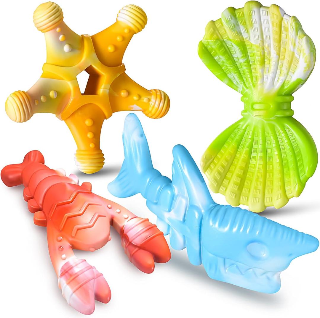 KXK Durable Dog Chew Toys for Aggressive Chewers Large Medium Small Breed, Tough Dog Toys for Large Medium Small and Puppies Teeth Cleaning, Pet Toy with Durable Nylon (New-4 Pack)