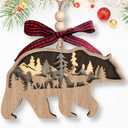 Pawzity Bear Ornaments - Bear Ornaments for Christmas Tree - Animals Gifts for Bears Lovers, Women, Men - Wood Christmas Hanging Ornament