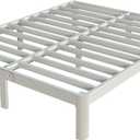 White Full Size Bed Frame 12 Inch, Metal Full Bed Frame No Box Spring Needed, Heavy Duty Steel Support 3500 LBS, DIY Headboard, Noiseless, Round Corner Legs, Storage Space, Easy Assembly