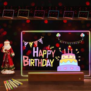 LED Drawing Board for Kids & Adults, Rechargeable LED Note Board with Colors 14X10 Inch, Dry Erase Board With 9-Lighting Modes, 7-Markers, Suit for Christmas/Birthday Gifts/Back to School