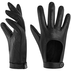 Harssidanzar Leather Driving Gloves For Womens,Touchscreen Texting Unlined Thin Sheepskin Dress Leather Gloves, Size: XS