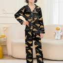 Umeyda Boys Pajamas Sets Long Sleeve Sleepwear 2 Piece Pjs Set (11-12 Years, Black Pizza)