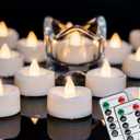 merrynights Remote Candles, 24PCS Flameless Tea Lights Candle Battery Operated with Timer, 400+Hours Remote Control LED Tea Lights Votive Candle - 1.5'' D X 1.25'' H- Warm White Light