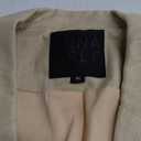2025 Summer Linen Blazer Women Lightweight 3/4 Stretchy Ruched Sleeve Fully-Lined Casual Work Jacket with Pockets (Medium, 1-beige)