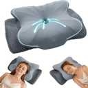 Cervical Neck Pillow for Sleeping, Ergonomic Memory Foam Pillow for Neck Pain Relief, Dual Height Contour Support for Side and Back Sleepers, Cooling Breathable Pillowcase, Grey, 23.6*15*5.5