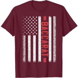 Baccarat American Flag 4th of July Baccara Player Women Men T-Shirt, XL 