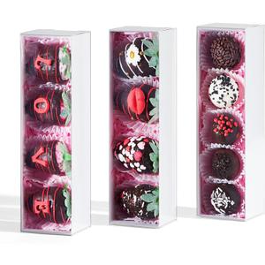 TEMLQPACK 50PCS White Bakery Box Assortment - for Chocolate Covered Strawberries (4), Macarons, Cookies, Oreos, Cake Pops, Hot Cocoa Bombs & Truffles | Birthday Party, Wedding Favors