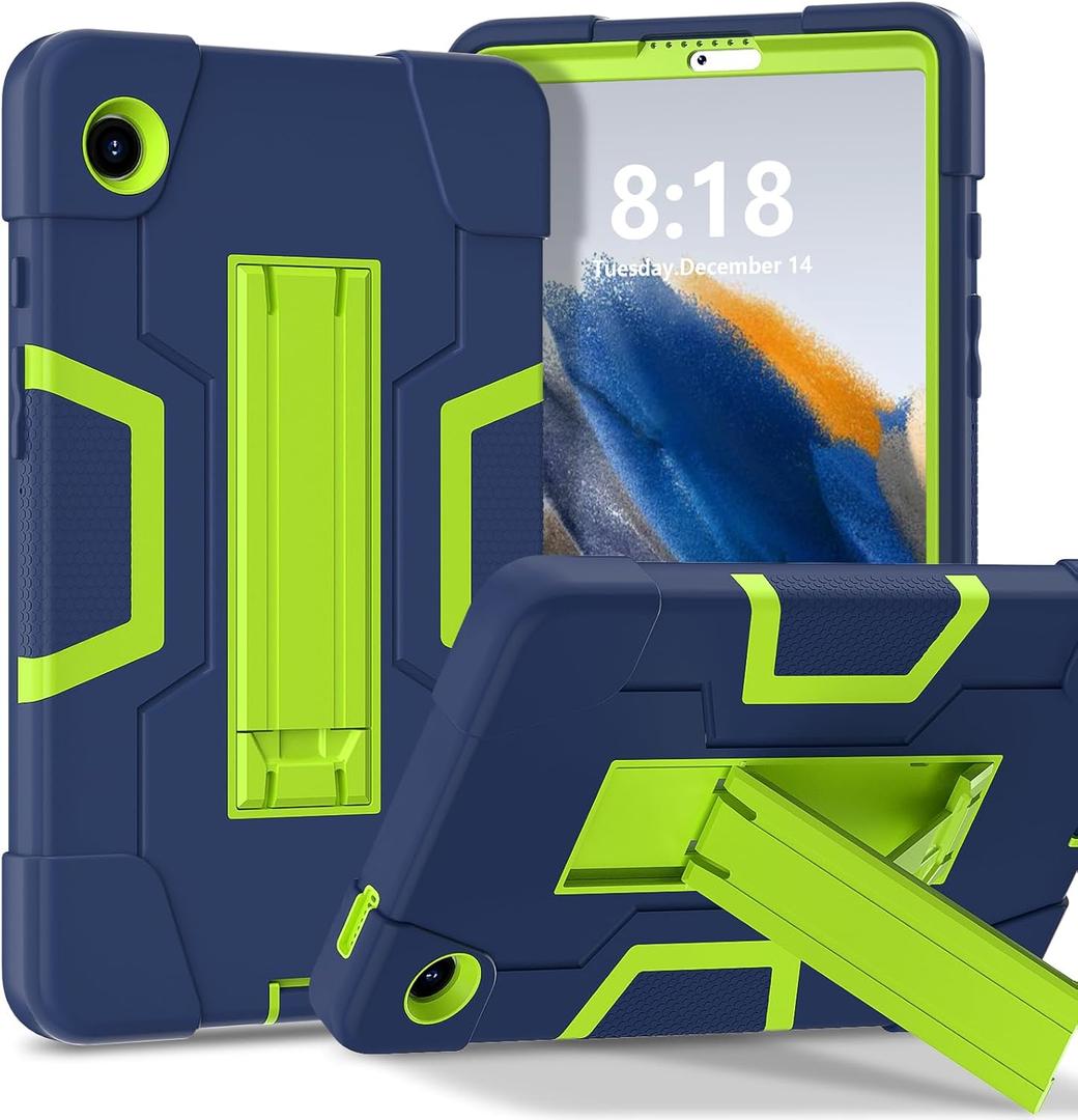 Case for Galaxy Tab A9 8.7 2023, Heavy Duty Hard PC Soft Silicone Shockproof High Impact Protective Case for Samsung tab A9 SM-X110 SM-X115 Navy Blue+Olivine