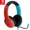 PDP Gaming LVL40 Airlite Stereo Headset for Nintendo Switch/Lite/OLED - Wired Power Noise Cancelling Microphone, Lightweight Soft Comfort On Ear Headphones (Mario Neon - Red & Blue)