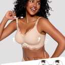 Vertvie Jelly Bras for Women No Underwire Wireless Push Up Bra Full Coverage Bralettes Seamless Comfort Everyday Sports Bra (XL)