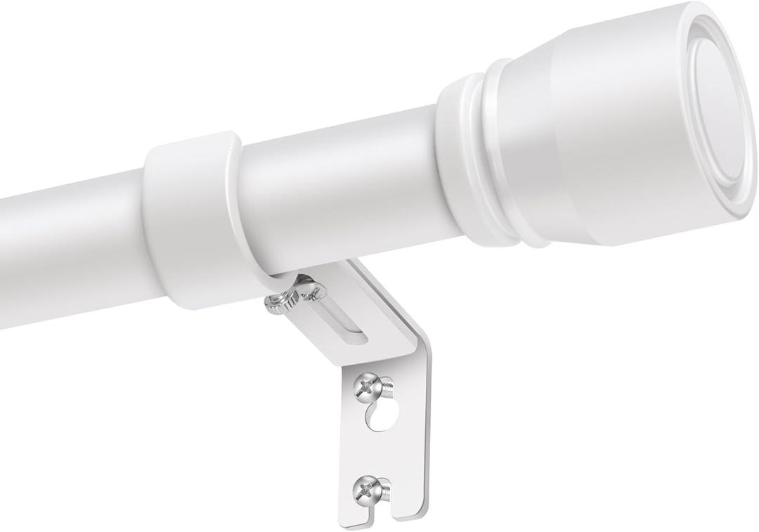 1" Diameter Curtain Rods Itself is 30 to 144 inch 1 Pack Fit 30-142 inch, 66 to 120 inch Window with Heavy Duty Adjustable Rod Matte White Splicing Metal Extra Long Curtain Rod for Windows