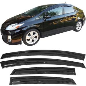 IKON MOTORSPORTS Window Visor Compatible with 2010-2015 Prius, Mug Acrylic Smoke Tinted & Semi-Transparent Sun Rain Shade Guard Wind Vent Air Deflector