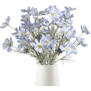 6PCS Daisy Flowers Artificial 24'' Blue Flowers Artificial Wildflowers Silk Flowers for Wedding Party Kitchens Home Decoration(Light Blue)