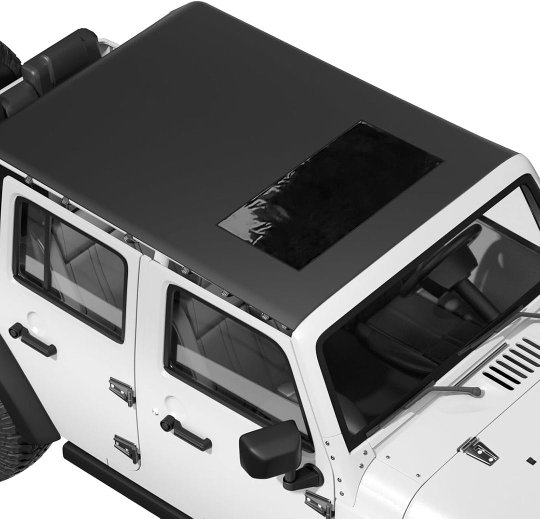JOYTUTUS Waterproof Sun Shade Top Compatible with Wrangler JKU 4 Door 2007-2018, Canvas Roof Top Cover Wrangler JK Sunshade Blocks Rain, UV, Wind, Noise