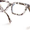 VISOONE Rectangle TR90 Blue Light Blocking Glasses Computer Eyewear with Preppy Look for Women and Men Cougar Cheetah Tortoise, 1