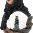 Elanze Designs Protective Black Bear and Cub Magical Whimsical Tabletop Dresser Nightstand Figurine Miniature 45MM Sturdy Polyresin Glitter Water Snow Globe Decoration (Multicolor)