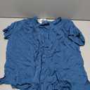 Womens Summer Short Sleeve V Neck Dressy Casual Button Business Work Blouse Tops (Small, Blue)